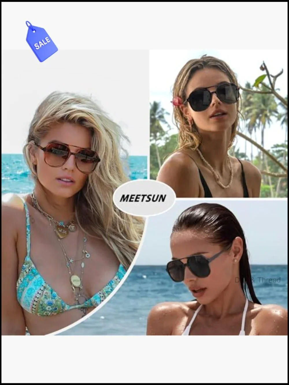Retro Oversized Aviator Sunglasses 3-Pack UV400 Double Bridge Unisex Pilot